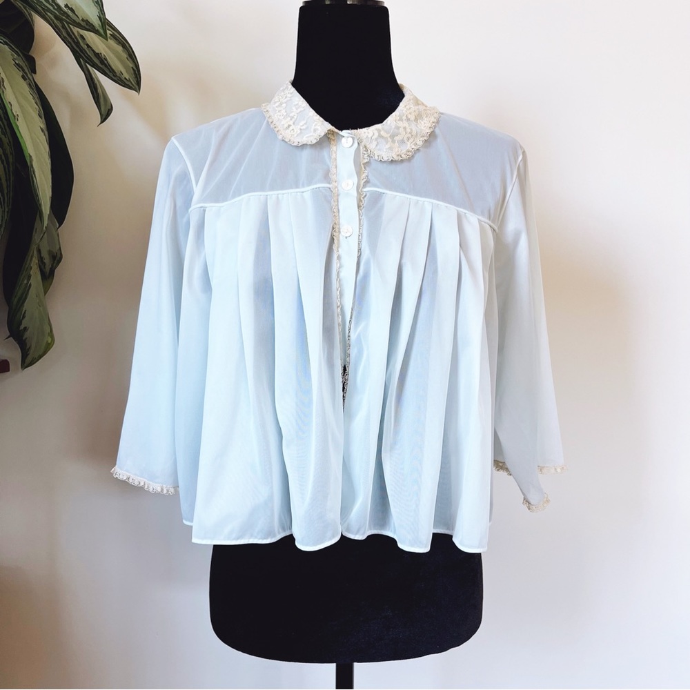 Vintage 1960s Baby Blue Bed Jacket